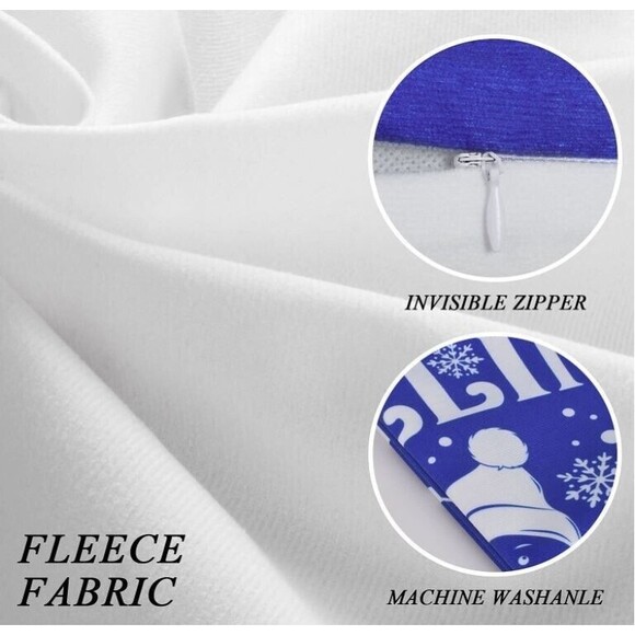 Hopene Plush Christmas Throw Pillow Covers Set of 4 Fleece Reindeer Santa 18x18 - Picture 4 of 6